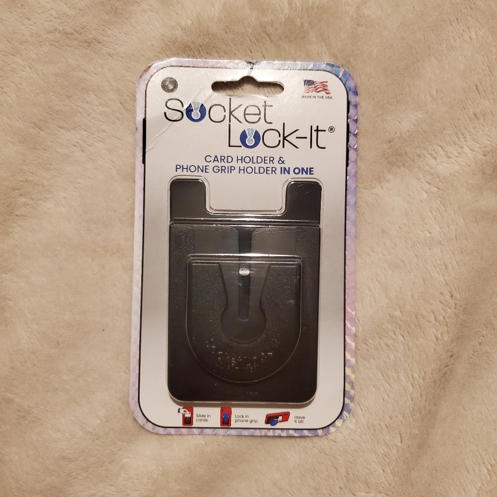 Socket lockit. Card holder phone grip holder 2in1